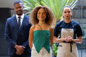 Sirley (David Júnior), Evelyn (Gi Fernandes) e Leidi (Thalita Carauta) em 