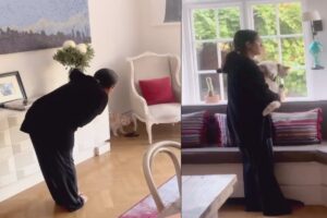 Salma Hayek com seu gato Sasha