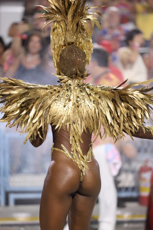 Erika Januza desfilando na Viradouro 2025