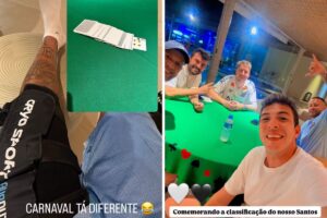 Neymar comemora classificação do Santos com amigos