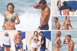 Jade Picon e André Lamoglia na praia
