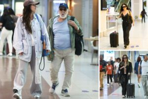 Lima Duarte, Alessandra Negrini e Beatriz Reis no aeroporto
