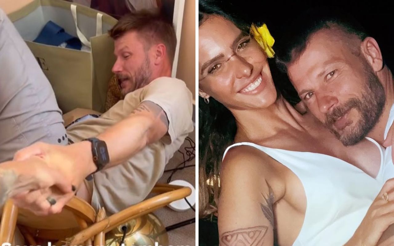Rodrigo Hilbert cai da cadeira e Fernanda Lima se diverte: "Cadeira é pra sentar!"