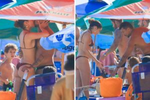 Xamã e Sophie Charlotte na praia da Barra/ RJ