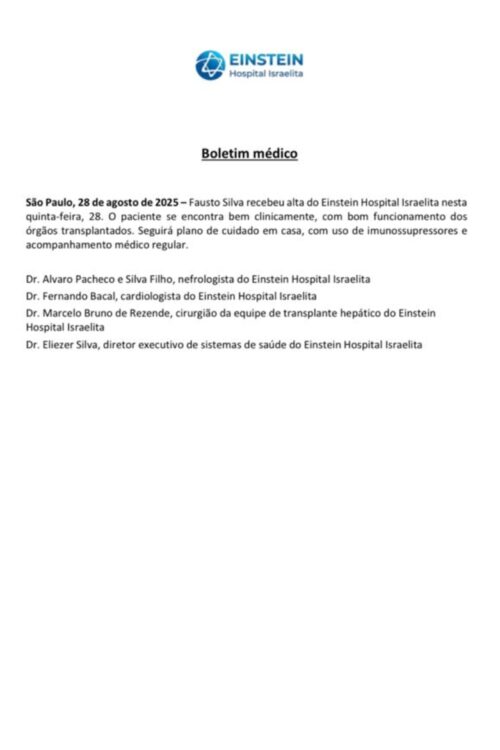 Boletim de alta de Fausto Silva 