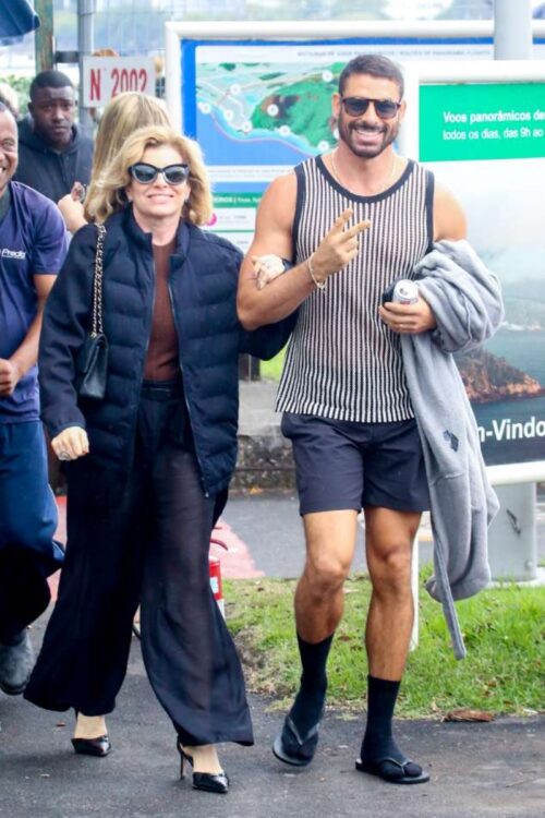 Debora Bloch e Cauã gravam 'Vale Tudo' no heliponto da Lagoa, no RJ