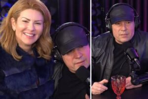 Ricardo Macchi e a esposa, Juliana, no podcast 