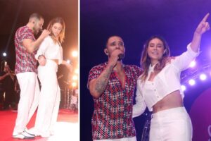 Paolla Oliveira sobe ao palco no show de Diogo Nogueira
