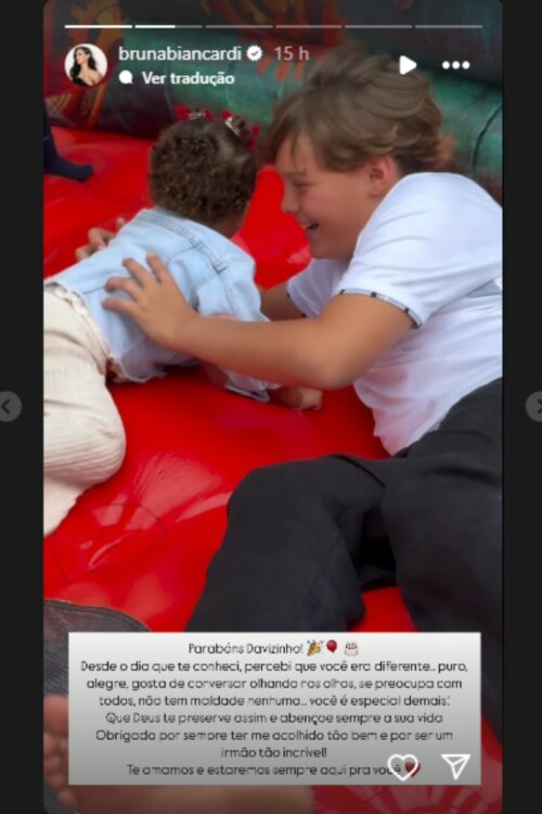 stories de bruna biancardi parabenizando davi lucca pelo aniversário