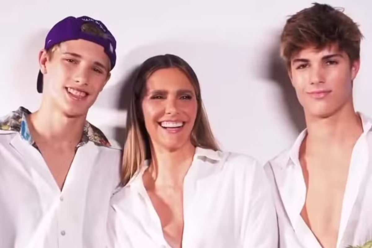Fernanda Lima e os filhos gêmeos