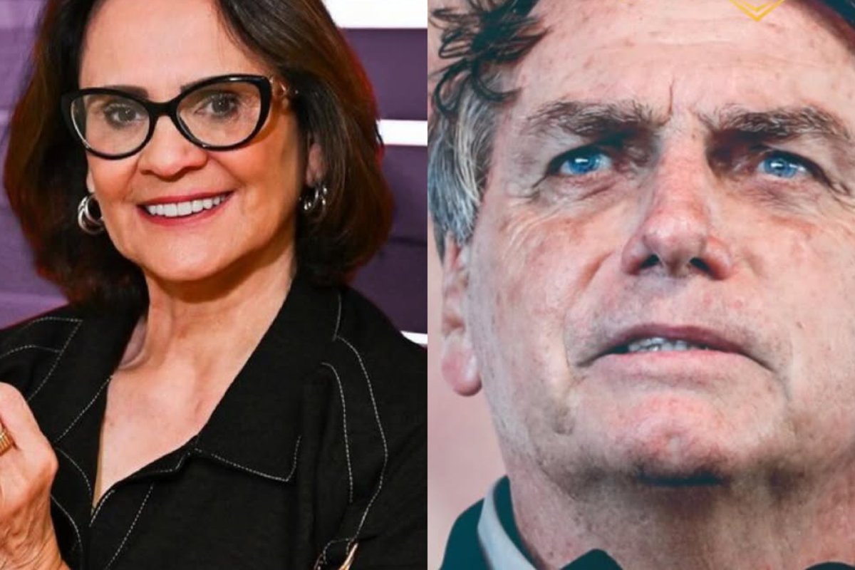 fotomontagem de damares alves e jair bolsonaro