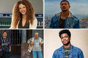 Viviane (Gabriela Loran), Bagdá (Xamã), Vandilson (Vinicius Teixeira), Alemão (Lucas Righi) e Júnior (Guthierry Sotero) em Três Graças