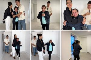Rodrigo Faro e Vera Viel presenteiam funcionária com apartamento