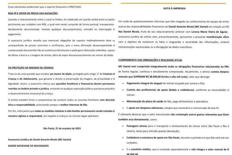 Comunicado MC Daniel