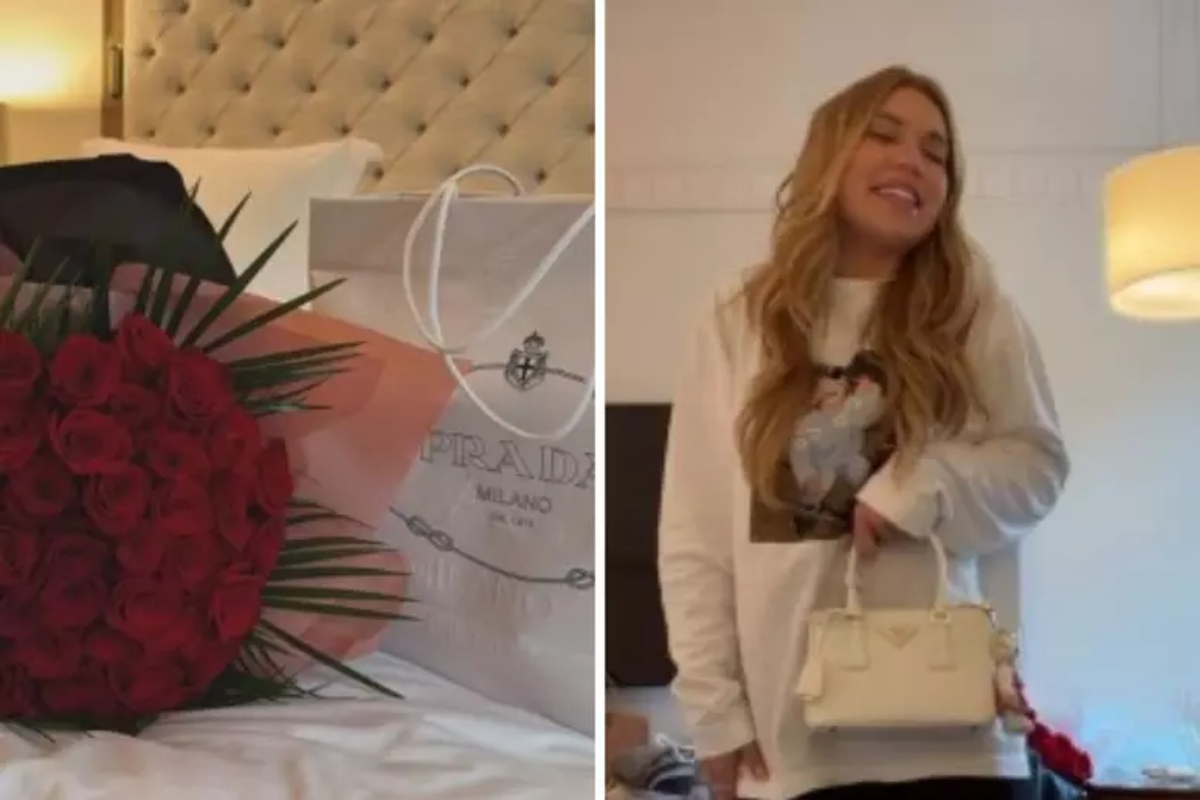 Virginia exibe os presentes que ganhou em Madri