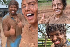 Ana Castela e Zé Felipe cobertos de lama