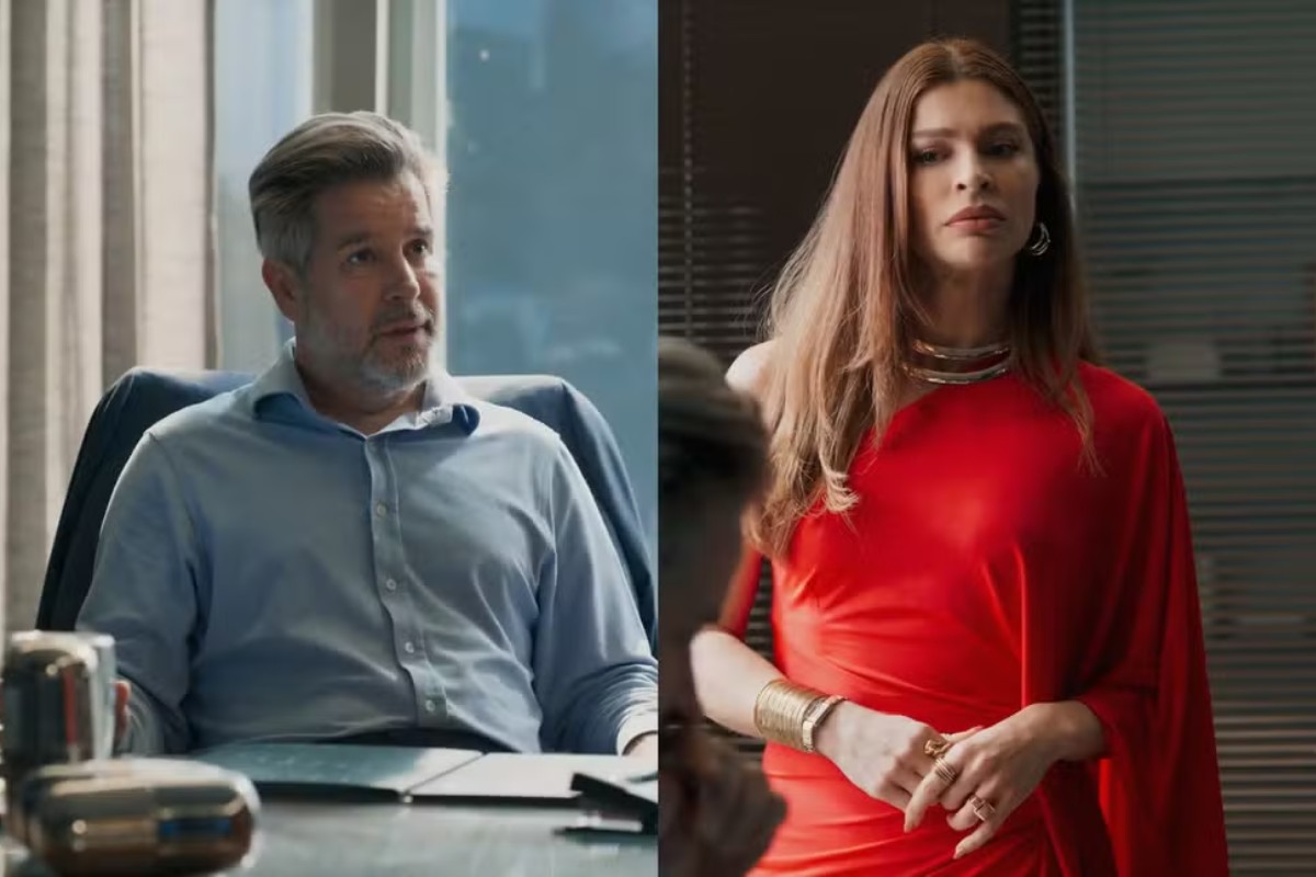 fotomontagem de Arminda (Grazi Massafera) e Ferette (Murilo Benício) em 