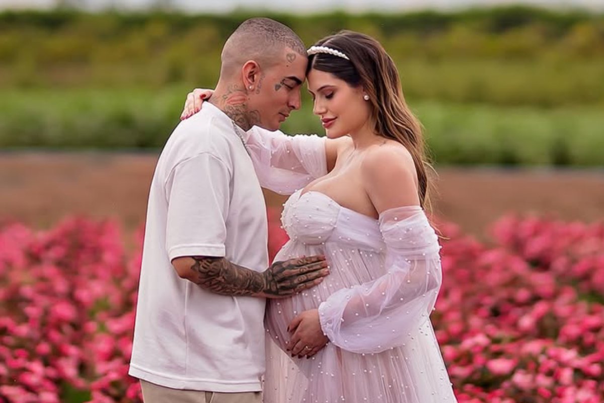 mc guimê posando com a noiva grávida