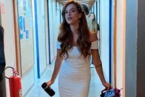 Giovanna Lancellotti mostra o vestido de noiva de Kami em Dona de Mim