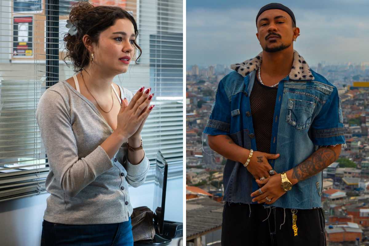 Fotomontagem de Gerluce (Sophie Charlotte) e Bagdá (Xamã) em Três Graças