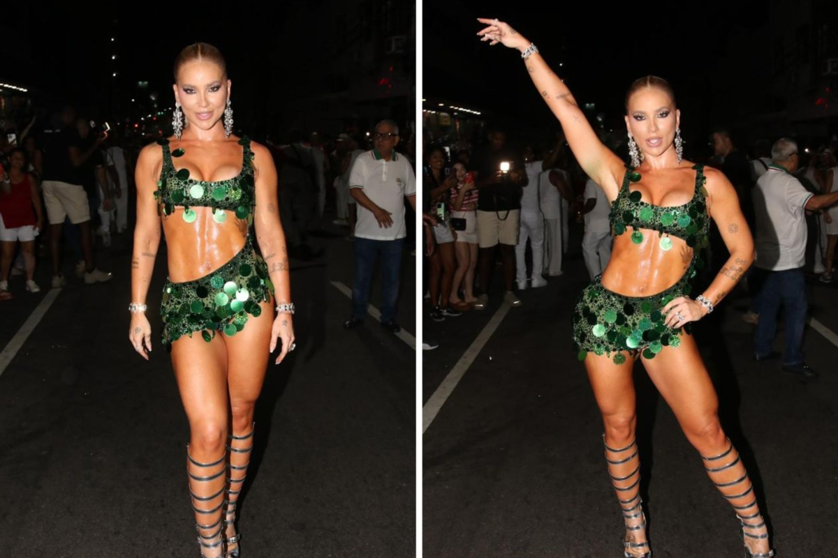 Virginia no ensaio de rua da Grande Rio