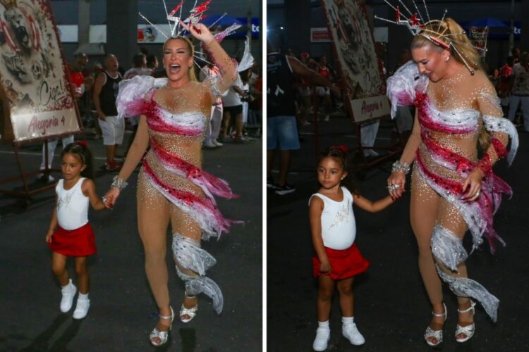 Liz e Lore Improta no ensaio de rua da Viradouro