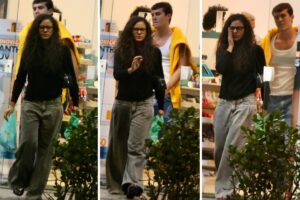 Bella Campos e Caio Manhente juntos na saída do cinema