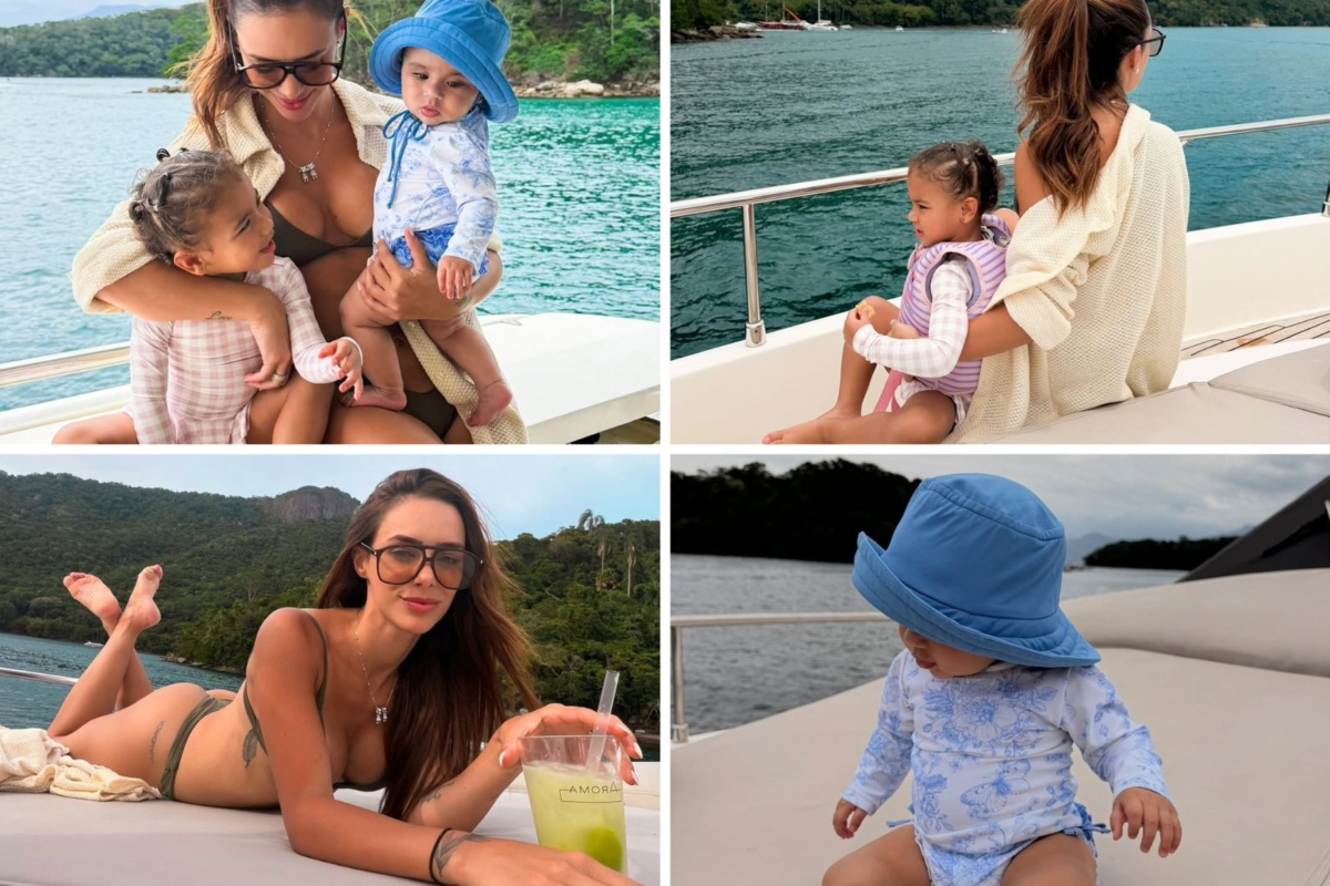 Bruna Biancardi passeia de barco com as filhas