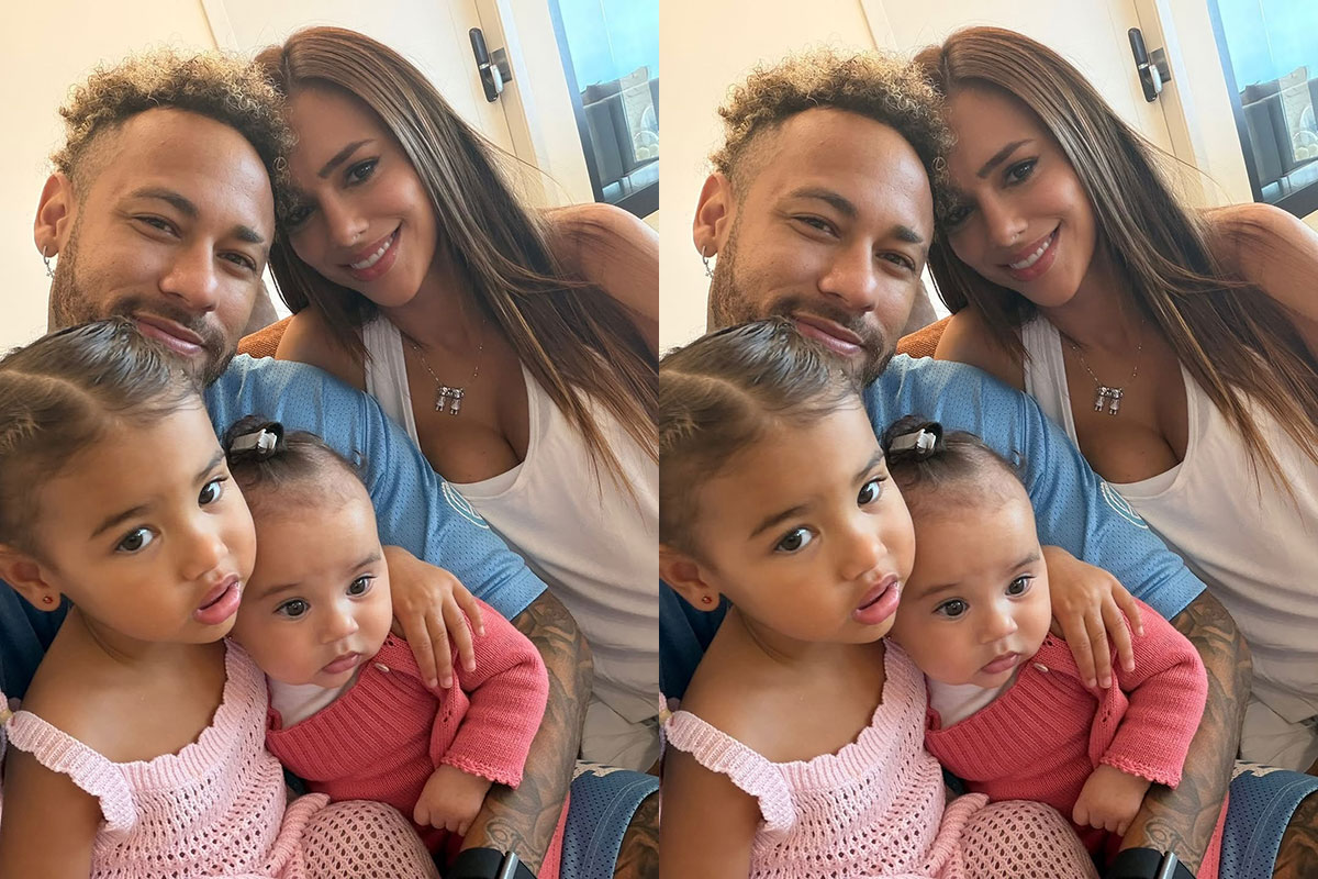 Bruna Biancardi e Neymar com as filhas