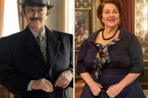 fotomontagem de Adamo Angel/Margarida (Nivea Maria) e Olímpia (Rosane Gofman) em Três Graças