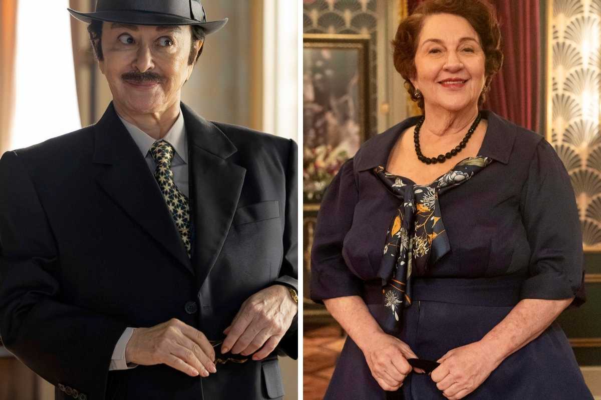 fotomontagem de Adamo Angel/Margarida (Nivea Maria) e Olímpia (Rosane Gofman) em Três Graças