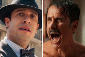 Celso (Rainer Cadete) ataca Ernesto (Eriberto Leão) com socos em Êta Mundo Melhor