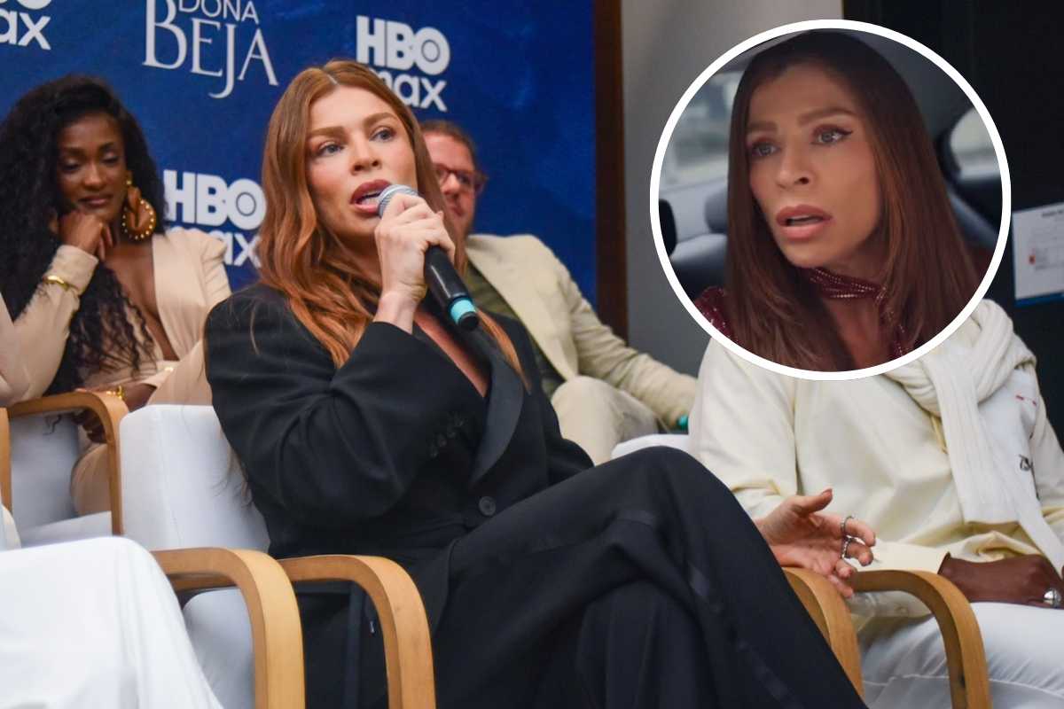 Fotomontagem de Grazi Massafera na coletiva de Dona Beja e Arminda em Três Graças