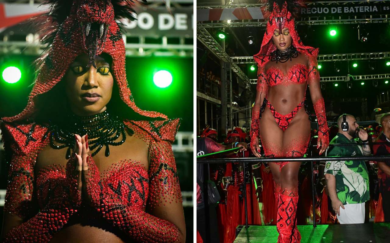 IZA volta à Sapucaí vestida de cobra – Foto: Leo Franco / AgNews