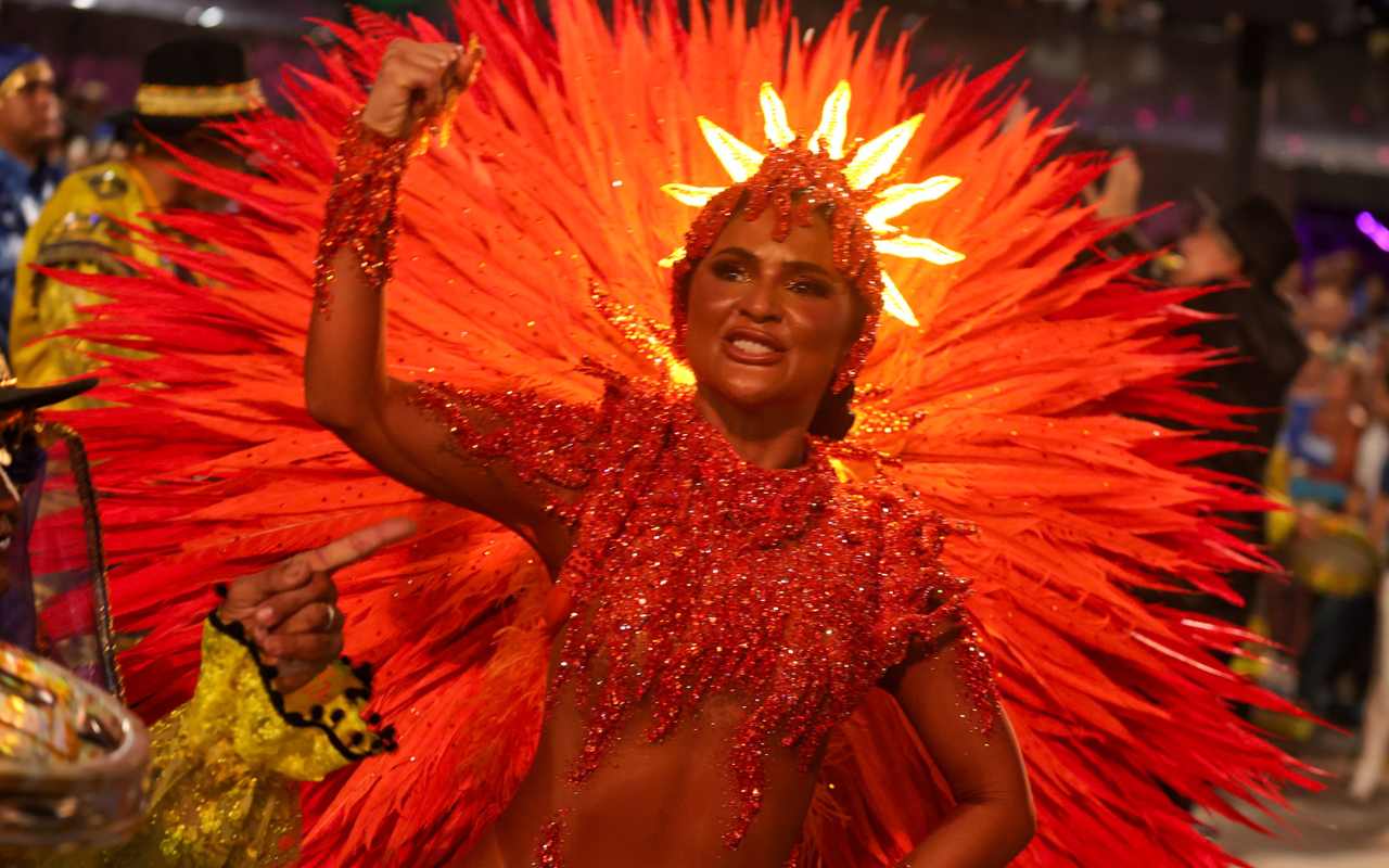 Rainha Mileide Mihaile no desfile da Unidos da Tijuca- Foto: Anderson Bordê / AgNews