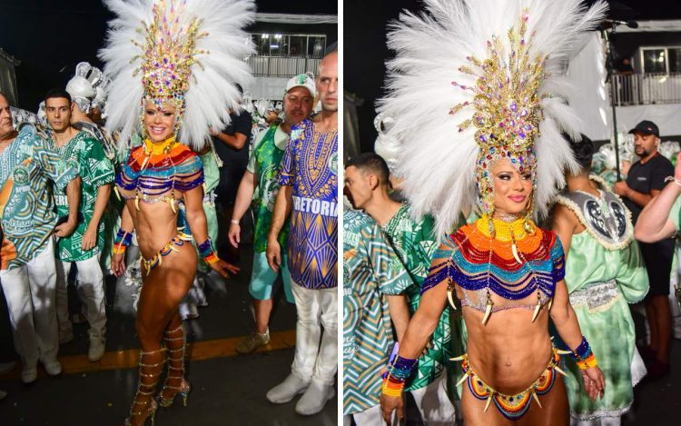 Viviane Araujo no desfile da Mancha Verde - Edu Araujo Agnews