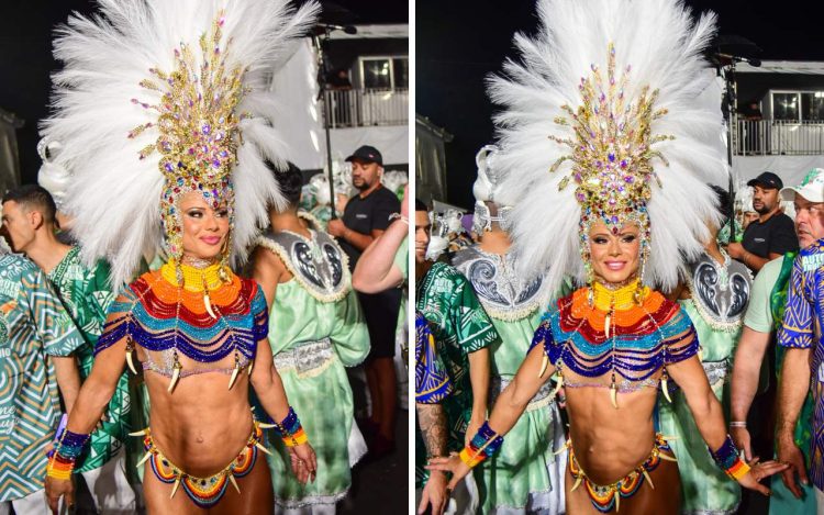 Viviane Araujo no desfile da Mancha Verde - Edu Araujo Agnews