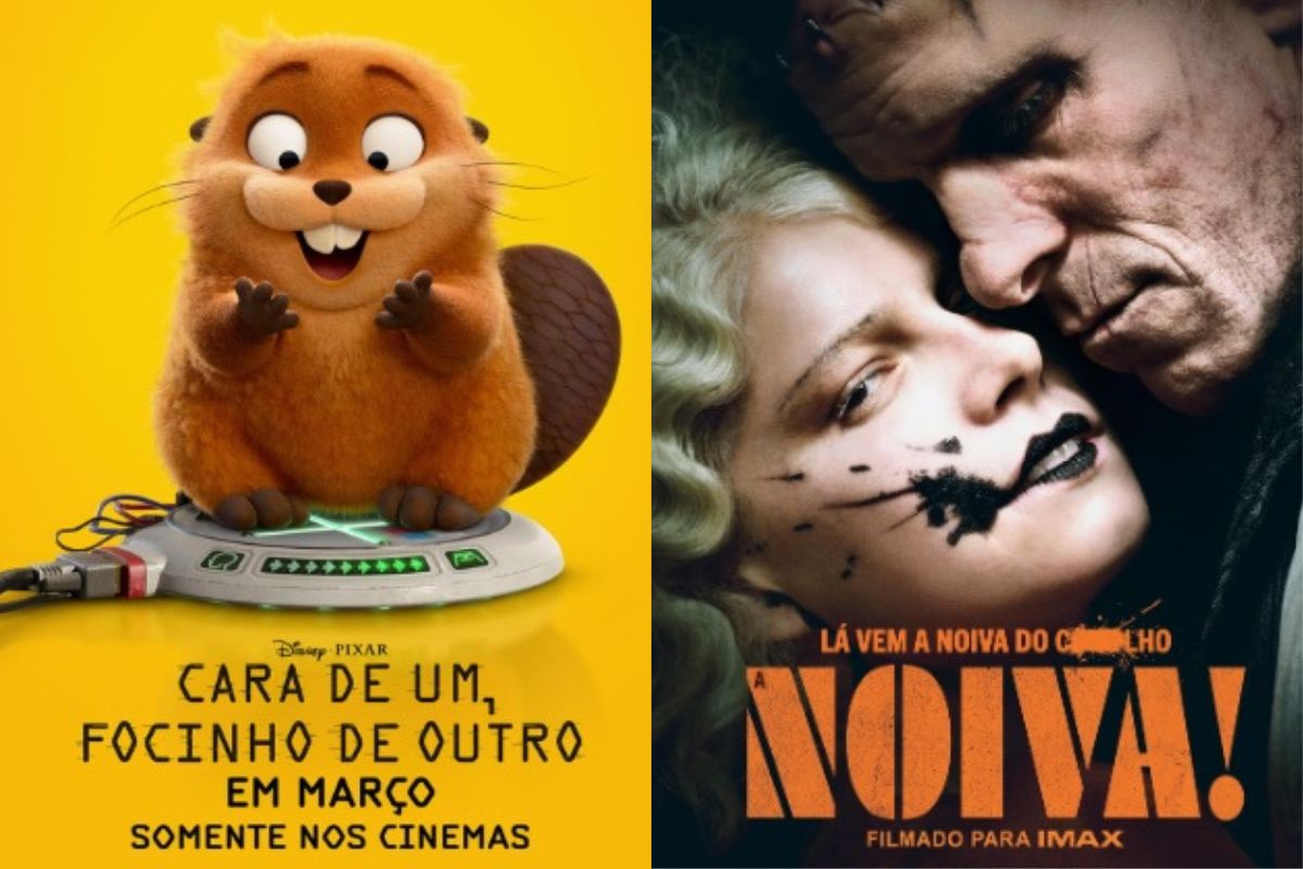 Capas dos filmes Cara de Um, Focinho de Outro e A Noiva