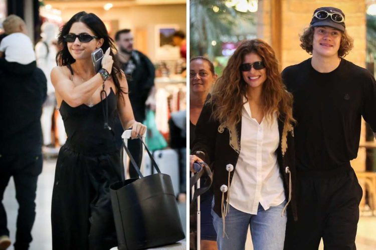 fotomontagem de jade picon e isadora cruz com lucas pinheiro no aeroporto santos dumont