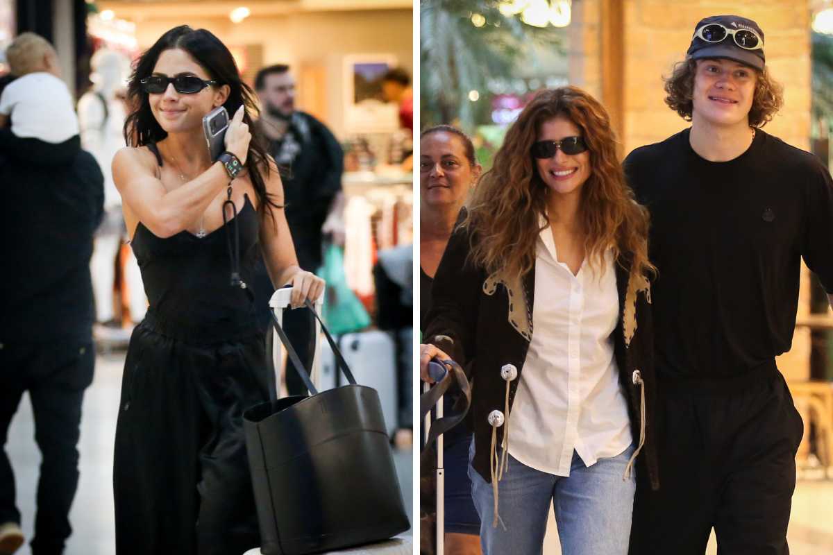 fotomontagem de jade picon e isadora cruz com lucas pinheiro no aeroporto santos dumont