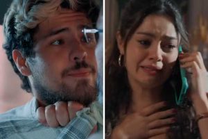 fotomontagem de raul (paulo mendes) e gerluce (sophie charlotte) em três graças