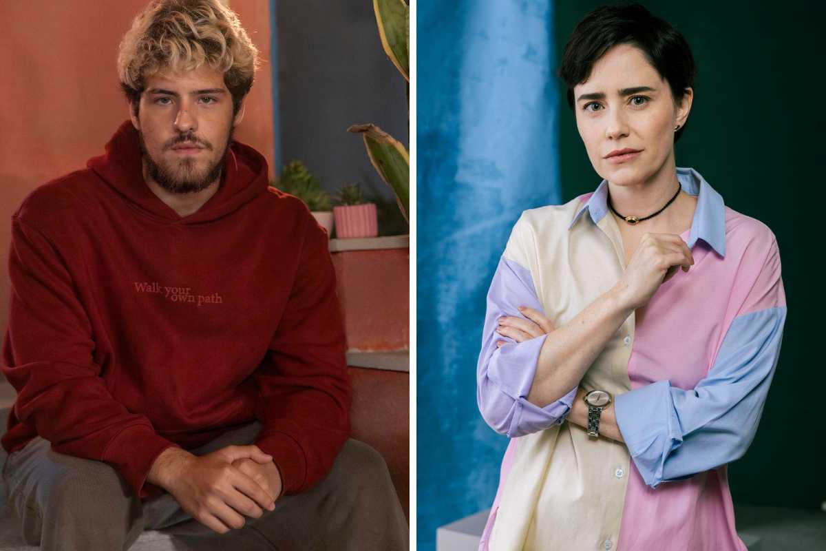 fotomontagem de Raul (Paulo Mendes) e Samira (Fernanda Vasconcellos) em Três Graças