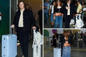 Isadora Cruz recepciona o namorado no aeroporto