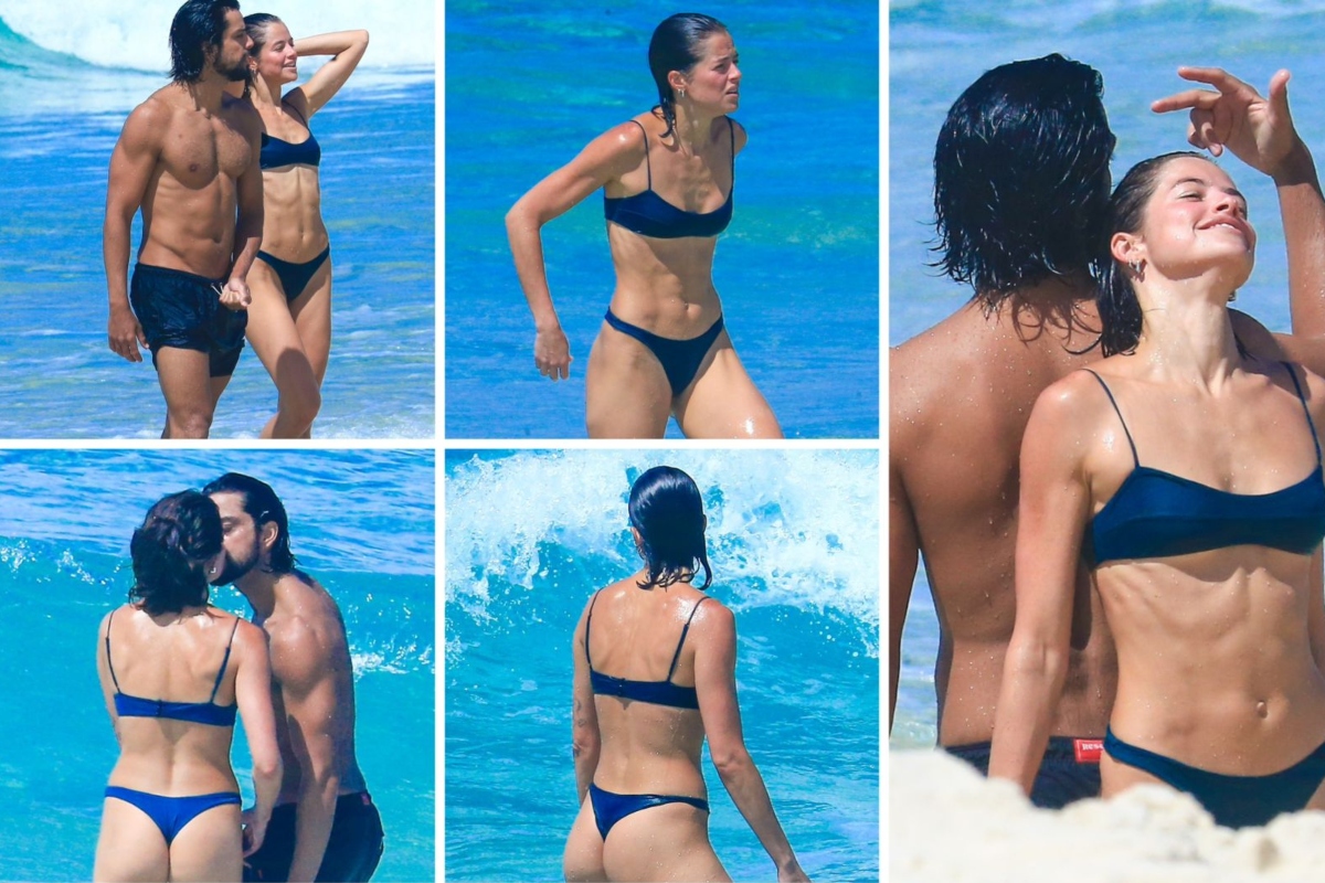 Agatha Moreira e Rodrigo Simas na praia