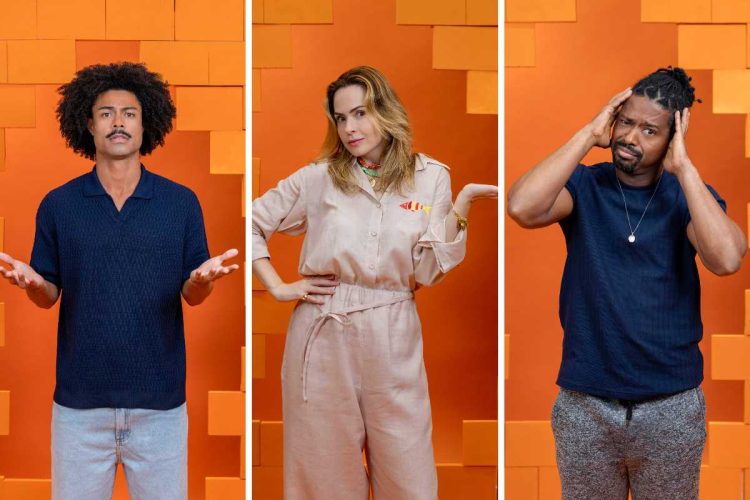 fotomontagem de breno, ana paula e leandro boneco no paredão do bbb 26