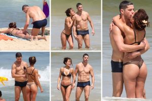 José Loreto e Fernanda Marques na praia