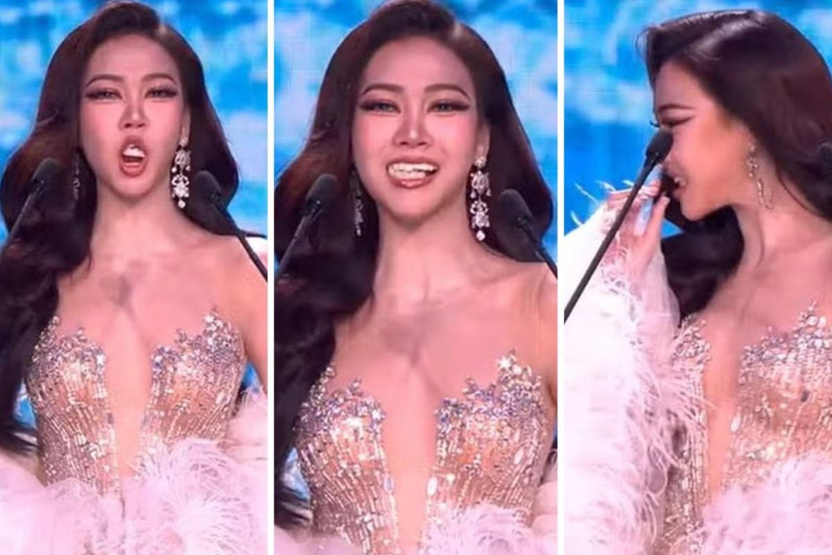 Prótese dentária de candidata ao Miss Grand Thailand 2026 cai durante apresentaçãoPrótese dentária de candidata ao Miss Grand Thailand 2026 cai durante apresentação