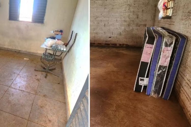 Cozinha improvisada na propriedade de Amado Batista