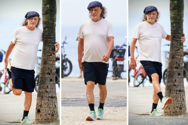 Alceu Valença se exercita na orla