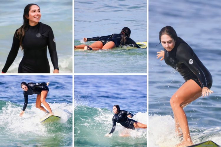 Carol Portaluppi em manhã de surfe